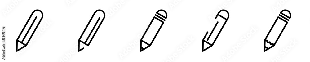 Conjunto de iconos de lápiz. Bolígrafo. Ilustración vectorial Conjunto de iconos de lápiz. Bolígrafo. Ilustración vectorial