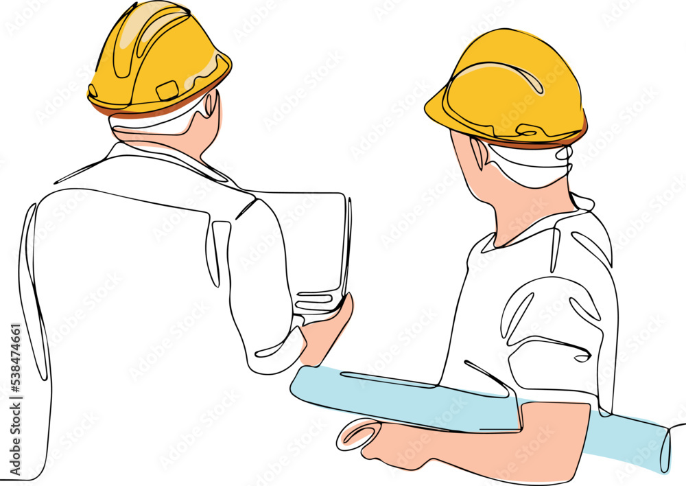 construction manager and engineer working on building site. Vector illustration construction manager and engineer working on building site. Vector illustration
