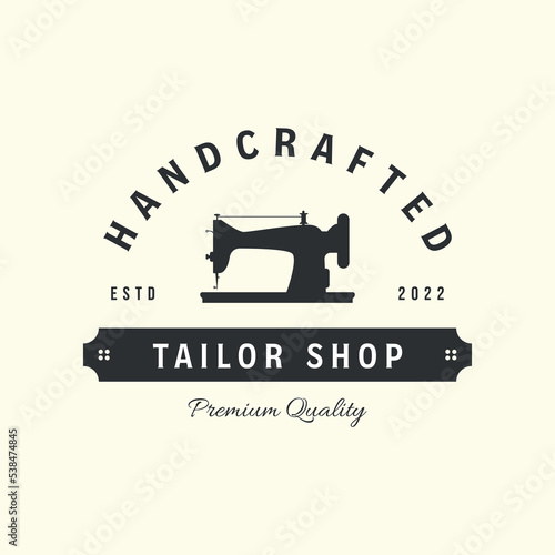 sewing machine vector style logo design icon template illustration, tailor shop silhouette logo design
