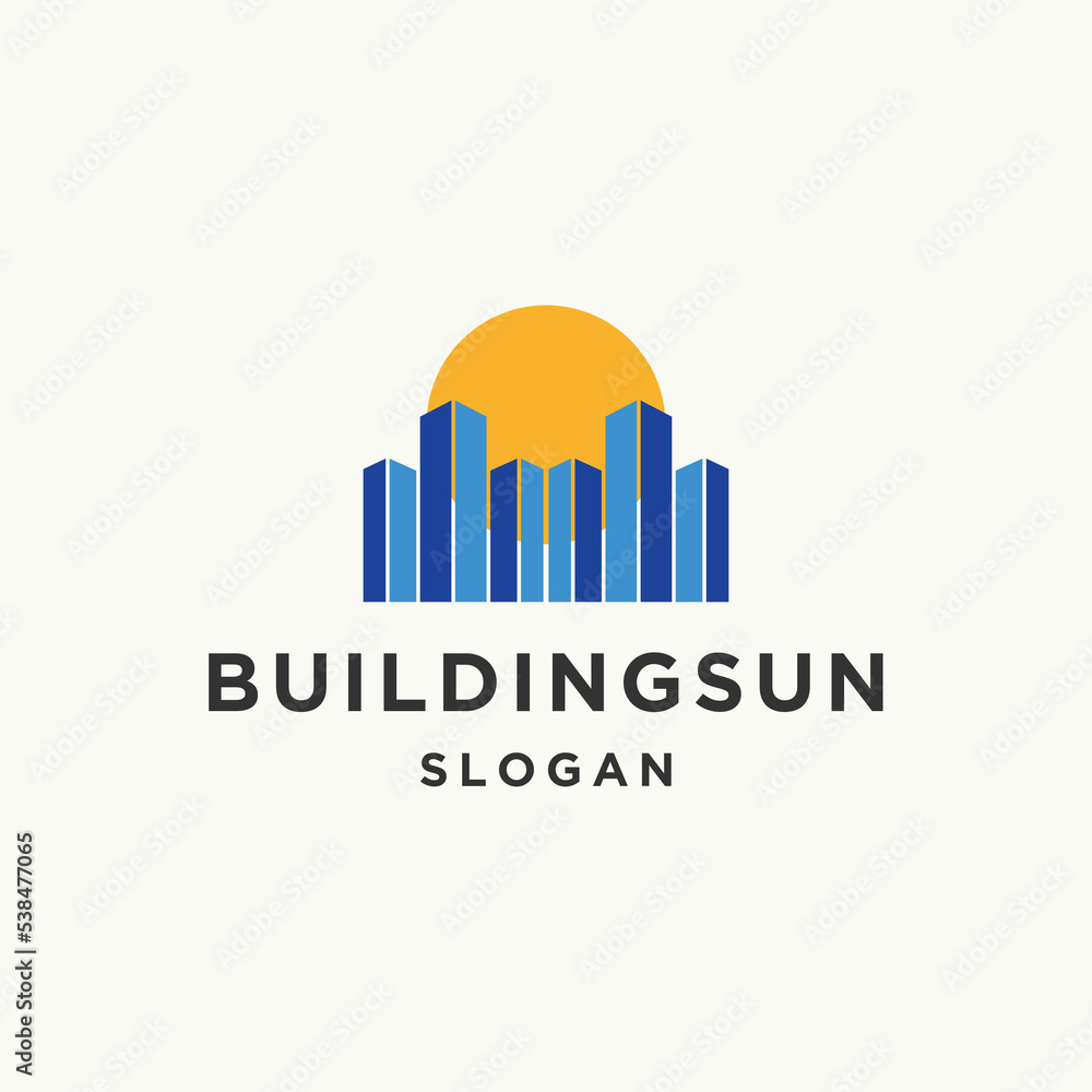 Building sun logo icon design template 