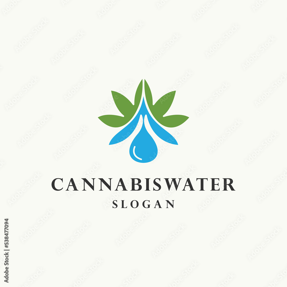 Cannabis water logo icon design template 