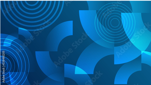 Abstract dark blue background with circle geometric shapes. Vector illustration