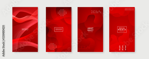 Trendy editable red background template for social networks stories, vector illustration. Design backgrounds for social media.