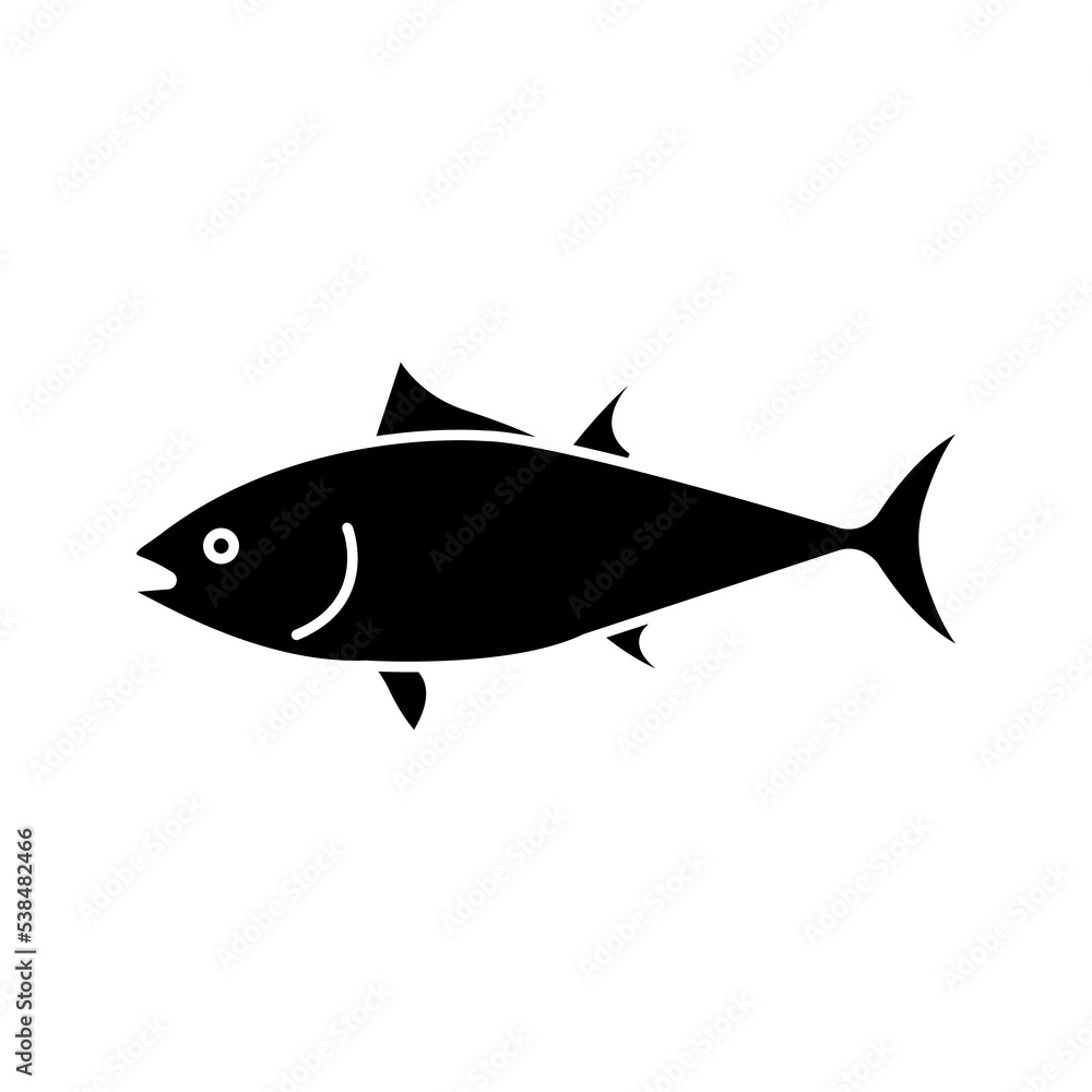 aquarium fish silhouette icon color editable