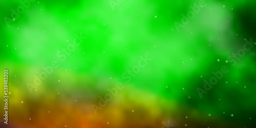 Light Green  Red vector background with small and big stars.