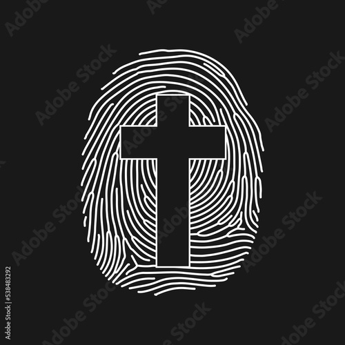 Cross in a fingerprint icon