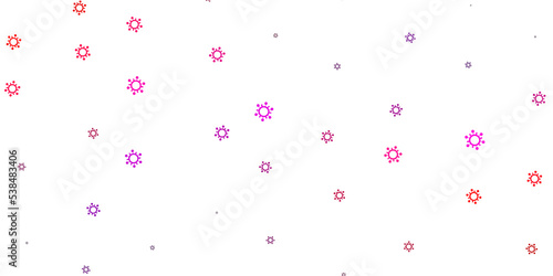 Light pink, yellow vector background with covid-19 symbols.