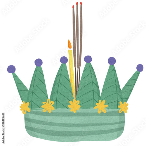 Loy Kratong Festival Hand Drawn  Illustration photo