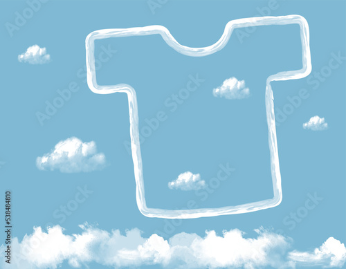 青空に浮かぶ雲形のTシャツと雲
