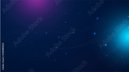 Vector wave lines flowing dynamic colorful blue pink isolated on black background for concept of AI technology, digital, communication, science, music © Badr Warrior