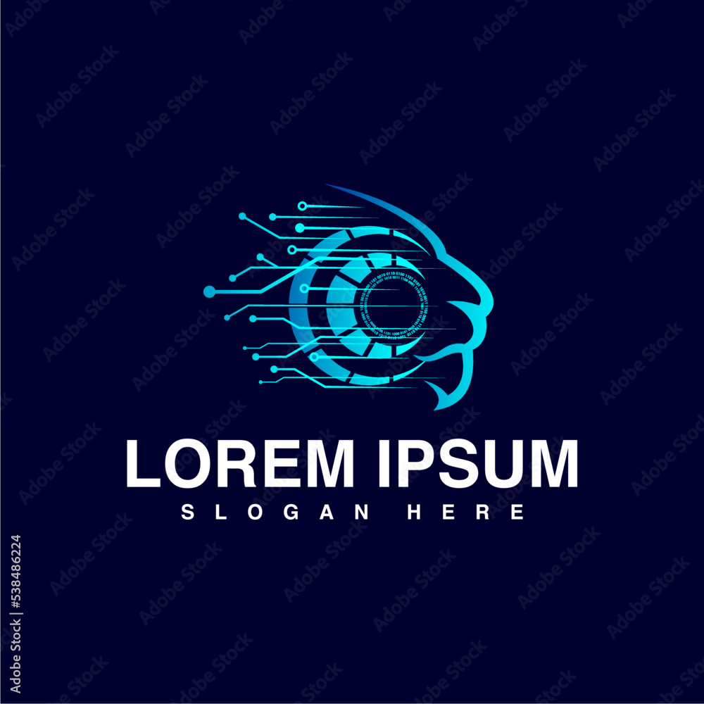 Fototapeta premium tiger face technology logo