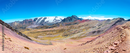 amazing landscape of vinicunca mountain and valley, peru