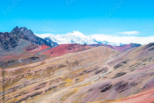 amazing landscape of vinicunca mountain and valley, peru