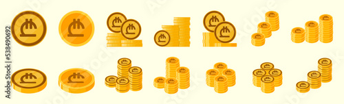 Georgian Lari Coin Icon Set