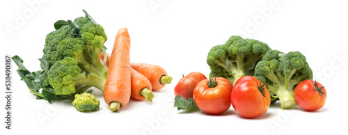 fresh tomato carrot  broccoli vegetable on white background