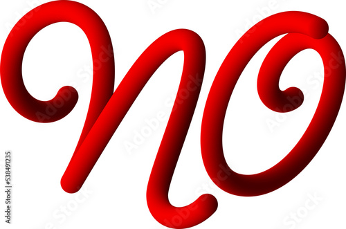 Word NO in 3d style on transparent background. 