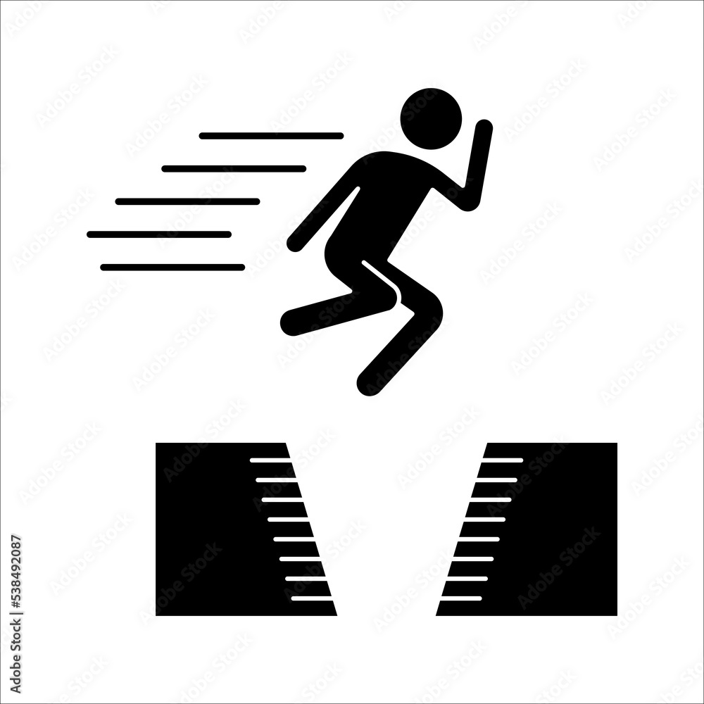 jump vector icon. isolated black simple line element illustration from entertainment concept on white background. jump vector icon. isolated black simple line element illustration from entertainment concept on white background.