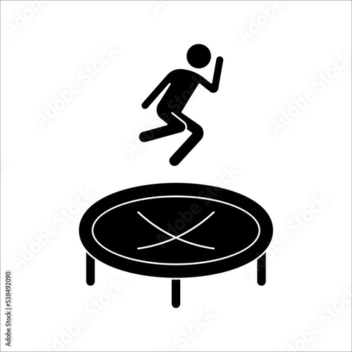 Person jumping on a trampoline icon. vector illustration on white background.
