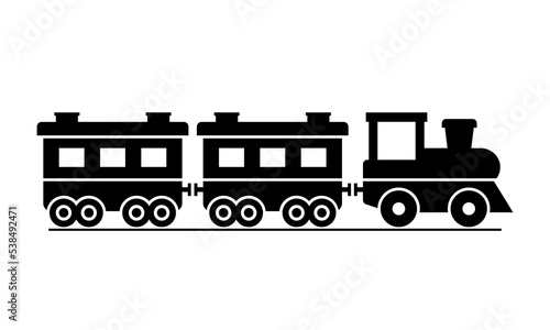 Train and locomotive silhouette vector illustration. Suitable for design element of railway and public transportation.