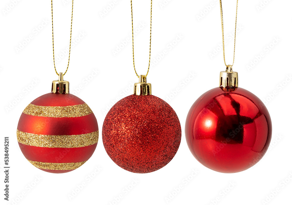 Obraz premium Set of Christmas ball decoration isolated on white background with clipping path.