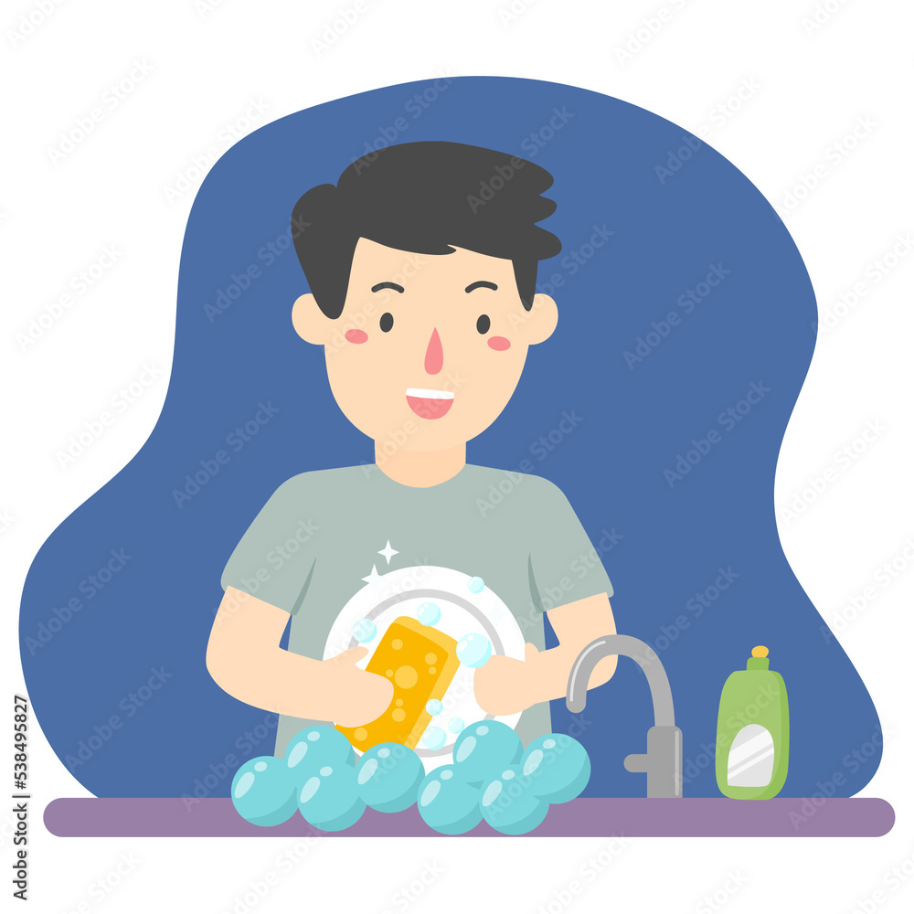 boy washing dishes
