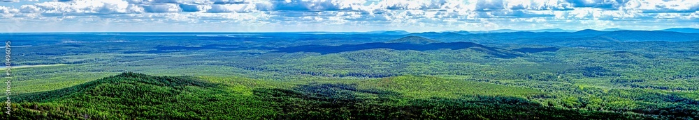 beautiful view of the wooded Ural mountains
