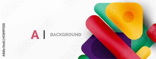 Minimal geometric abstract background. Colorful geometric blocks. Lines, squares and triangles composition wallpaper