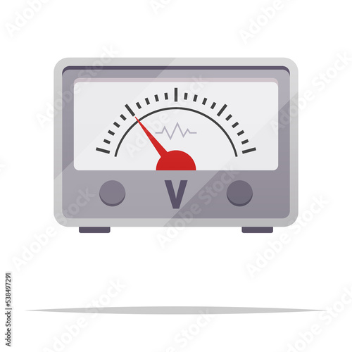 Analog voltmeter vector isolated illustration