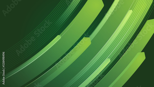 Modern green yellow digital speed tech presentation background with waves. Abstract green eco arrows background with stripes. Vector illustration