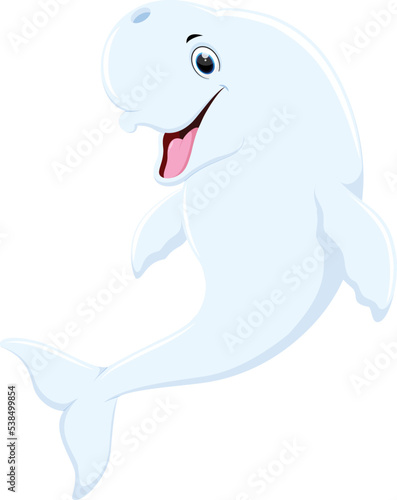 Cartoon Beluga whale isolated on white background