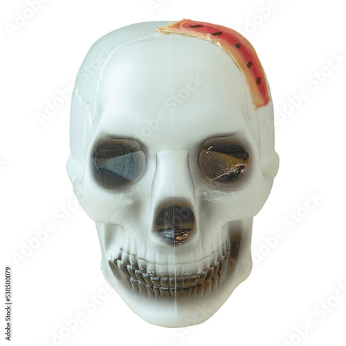 Skull head fake madeof plastic white gray black eye Can be used for Halloween festivals