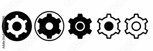 illustration of an backgroundset of black and white gear icons on white background - stock vector photo