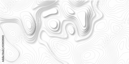 White wave paper curved reliefs abstract background, Abstract topographic contours map background, Vector contour topographic map background. Topography and geography map grid abstract backdrop.