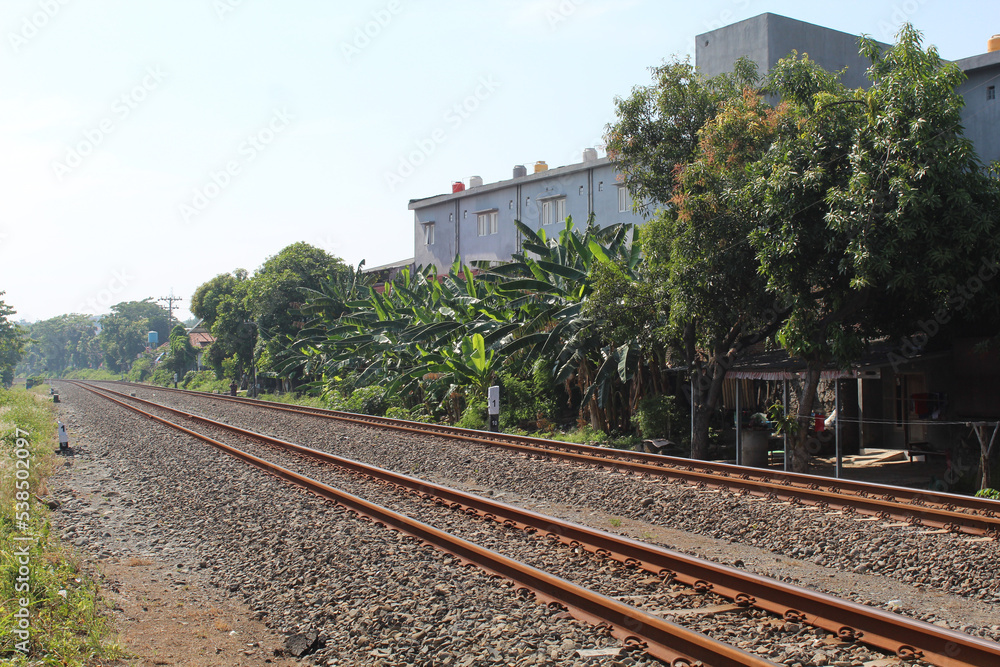 Fototapeta premium Railroad without any train at daylight