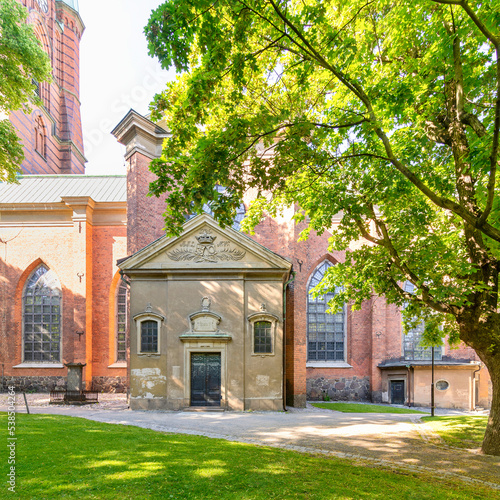 Entrance of Church of Saint Clare, Klara Church, Swedish: Klara kyrka, built in 1989, located on Klara Vastra Kyrkogata in the Klara area in lower Norrmalm, Stockholm, Sweden photo