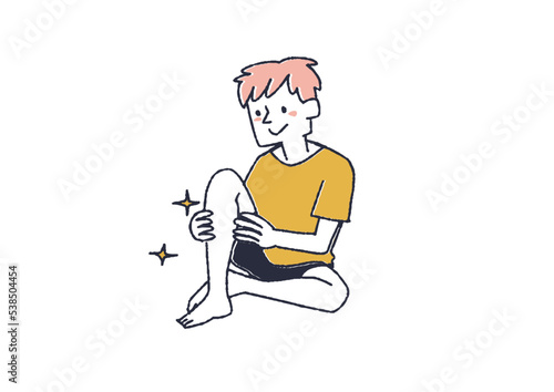 足の脱毛をした男性　美容に気を遣っている男性のイラスト