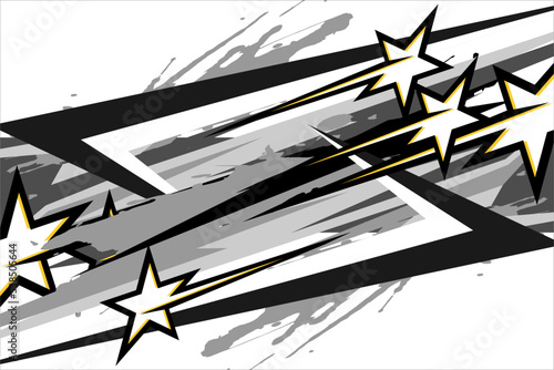 racing background vector design with a unique pattern of stripes, with a combination of gray and yellow colors