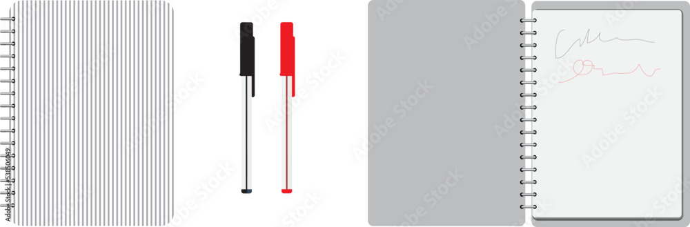 Organizer, planner, red pen and black pen
Organizer, planner, red pen and black pen
