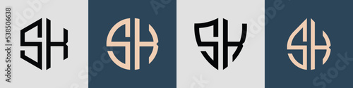 Creative simple Initial Letters SK Logo Designs Bundle. photo