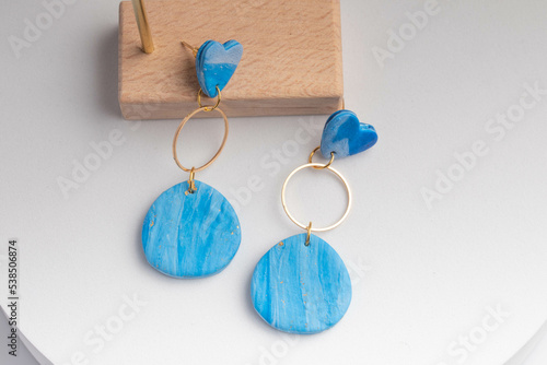 Polymer clay earrings on a white background.