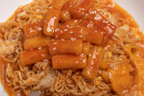 Spicy Korean food tteokbokki instant noodles photo