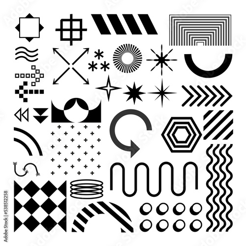 A set of abstract geometric shapes