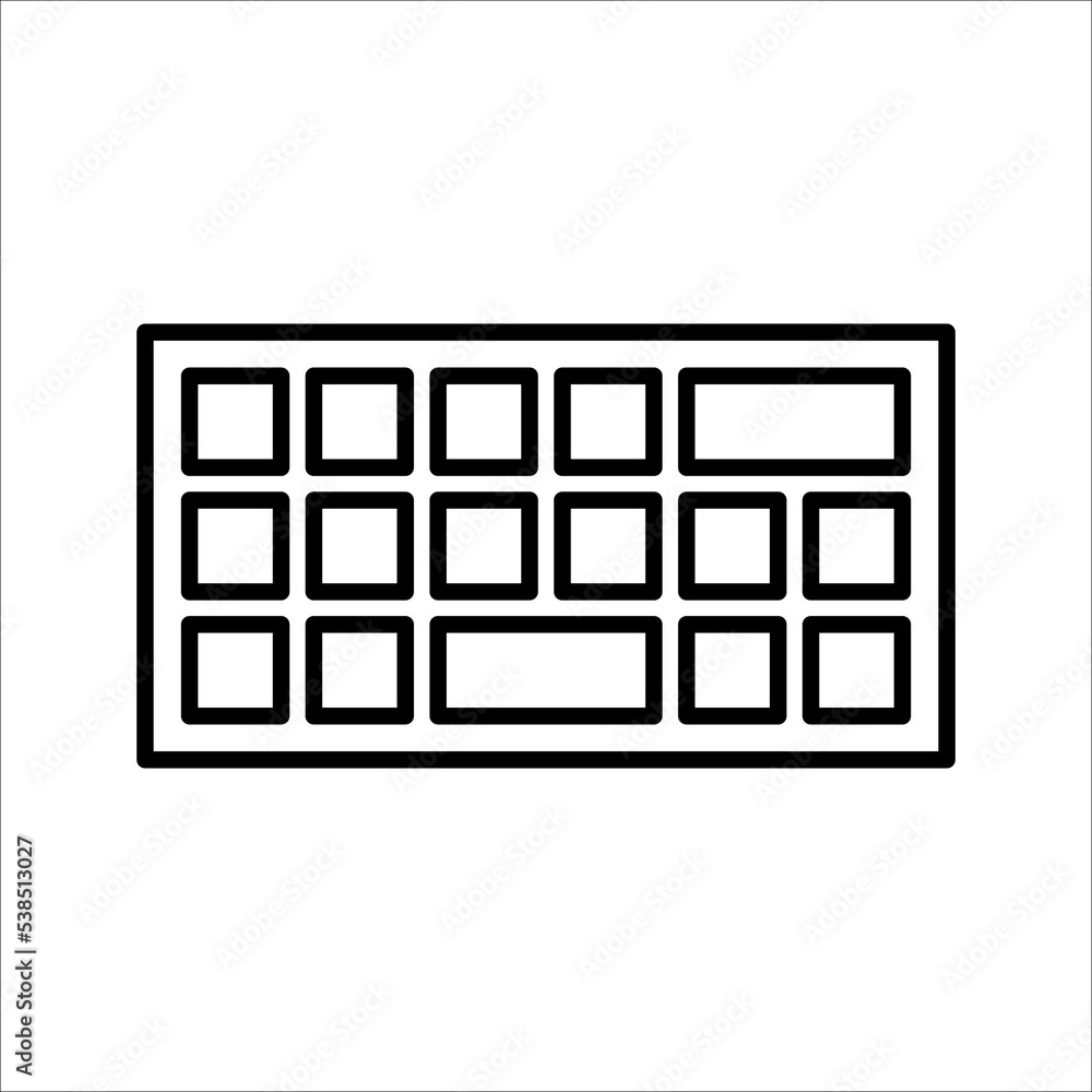 Keyboard Outline Icon On White Background, EPS 10.