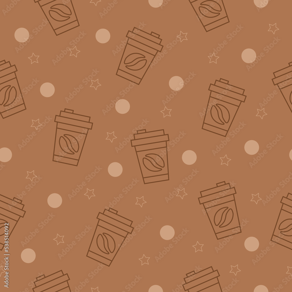 seamless pattern. coffee pattern. brown pattern theme. arabica pattern. latte coffe. cafe item. icon