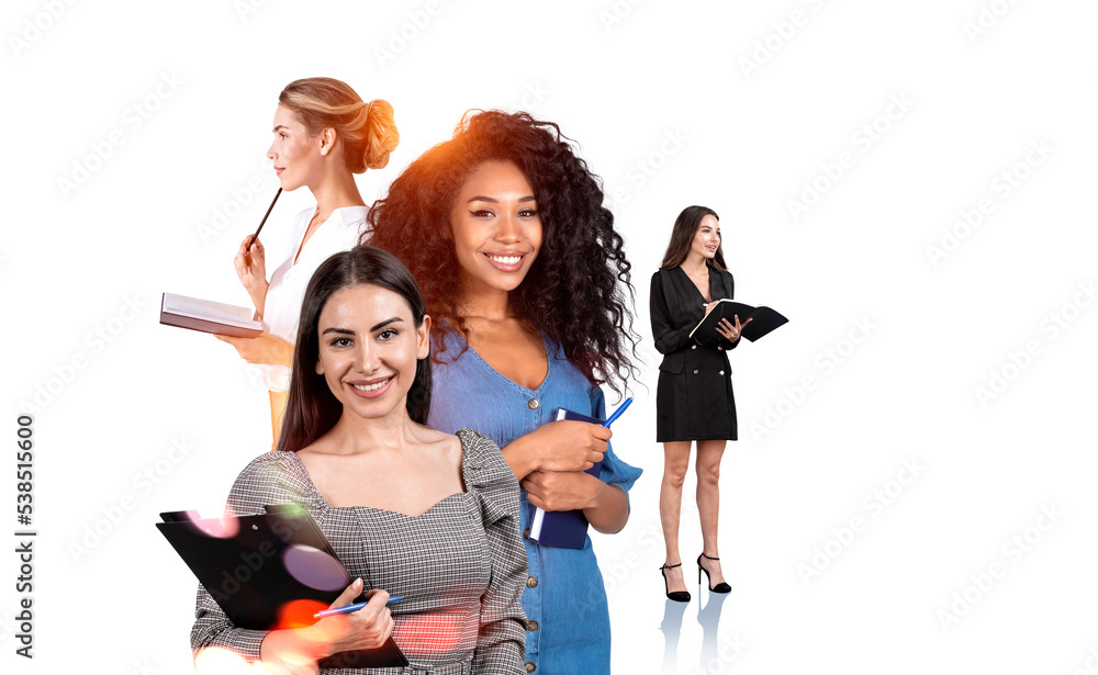 Fototapeta premium Young businesswoman learning together, business education concept