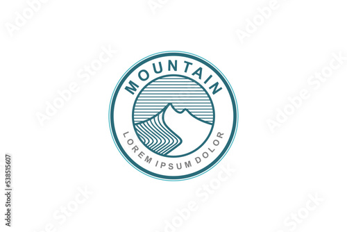 Mountain logo design striped line shape adventure park outdoor illustration icon symbol