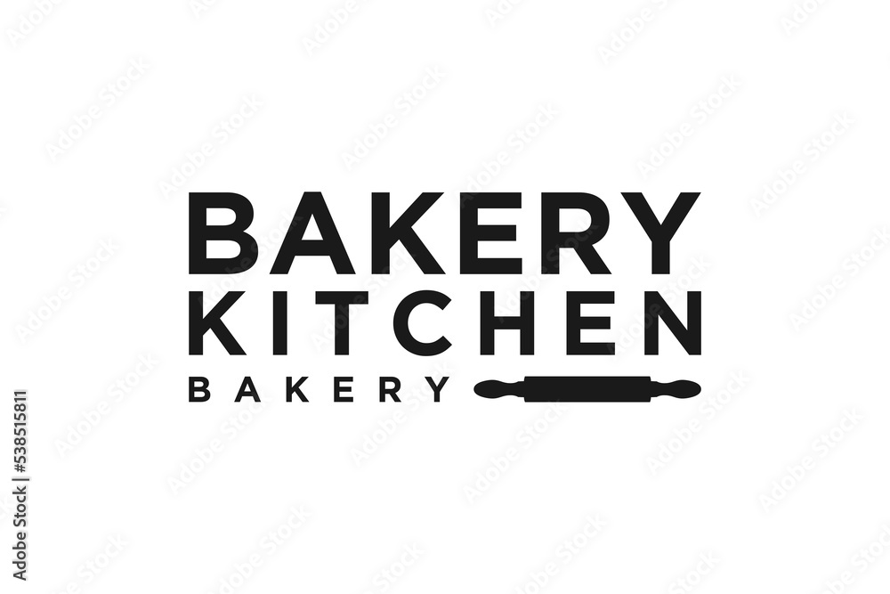 Bakery kitchen rolling pin logo design batter cake kitchen restaurant handmade vector Bakery kitchen rolling pin logo design batter cake kitchen restaurant handmade vector