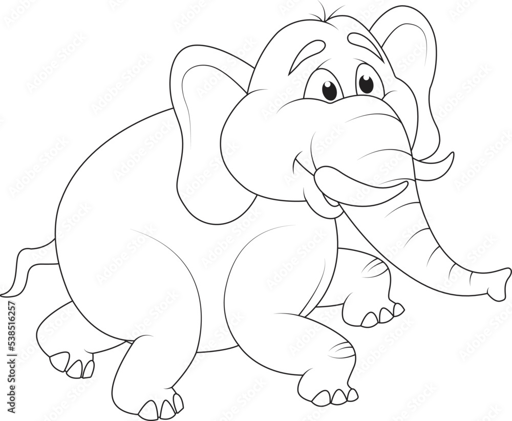 Fototapeta premium funny elephant coloring page for kids