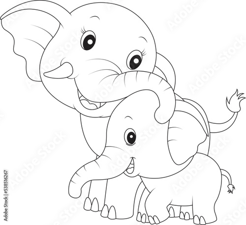 funny elephant coloring page for kids