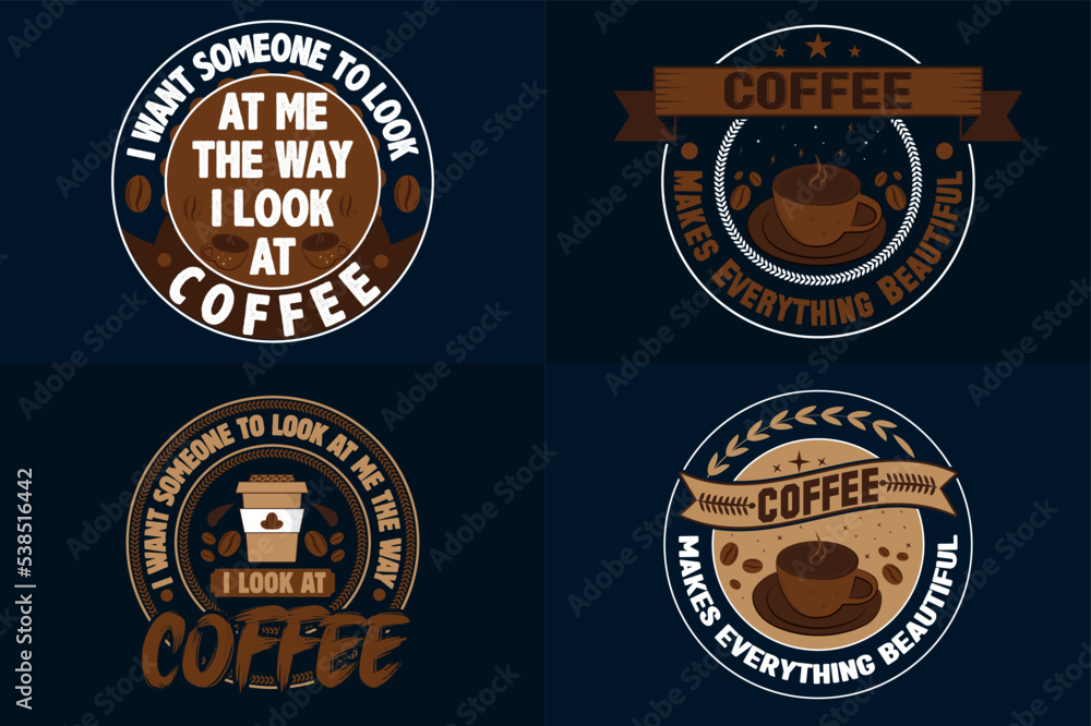 vintage monogram coffee t shirt design bundle, coffee label T-shirt Design set, Coffee Quotes SVG Cut Files Designs Bundle